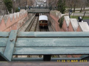 The Trolley Car climbing its way up the hill.